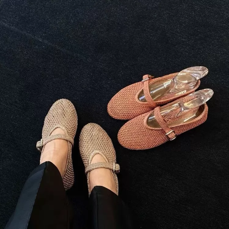 Hand-Woven Mary Jane Flat Shoe