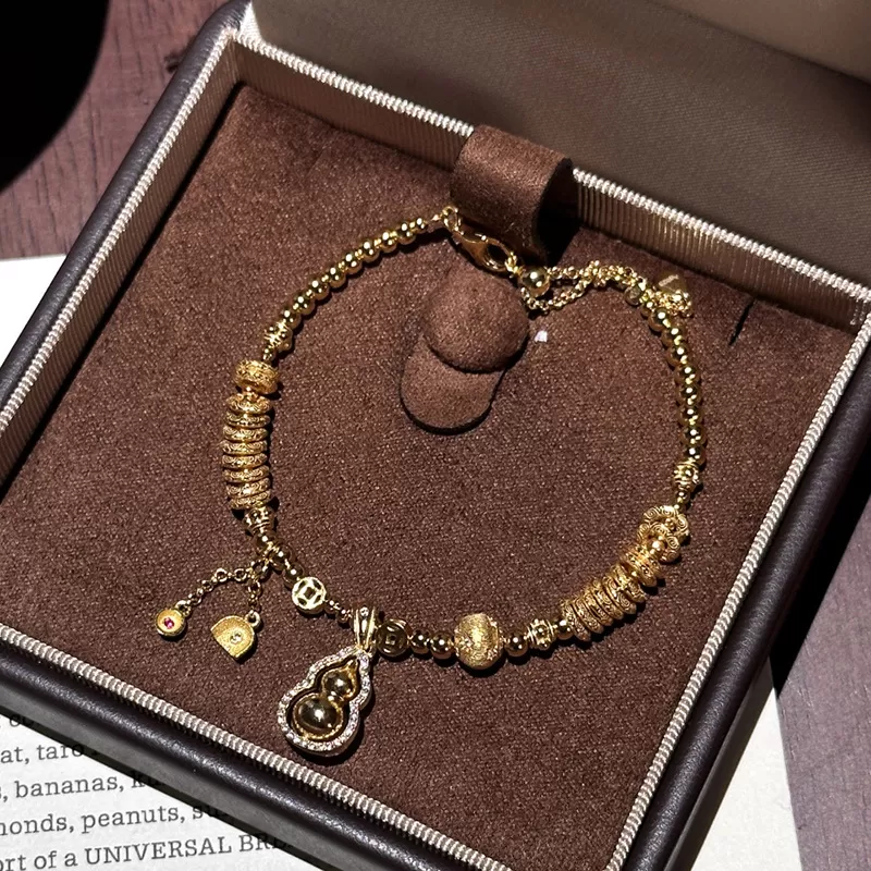 Vintage Gold Gourd Charm Beade